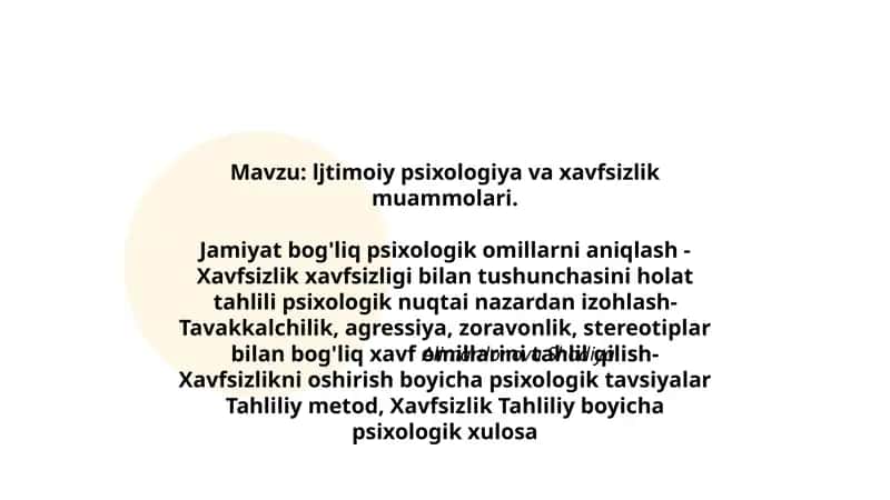 ljtimoiy psixologiya va xavfsizlik muammolari 1