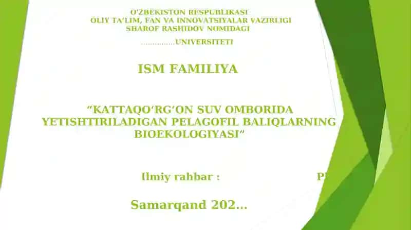 KATTAQO‘RG‘ON SUV OMBORIDA YETISHTIRILADIGAN PELAGOFIL BALIQLARNING BIOEKOLOGIYASI
