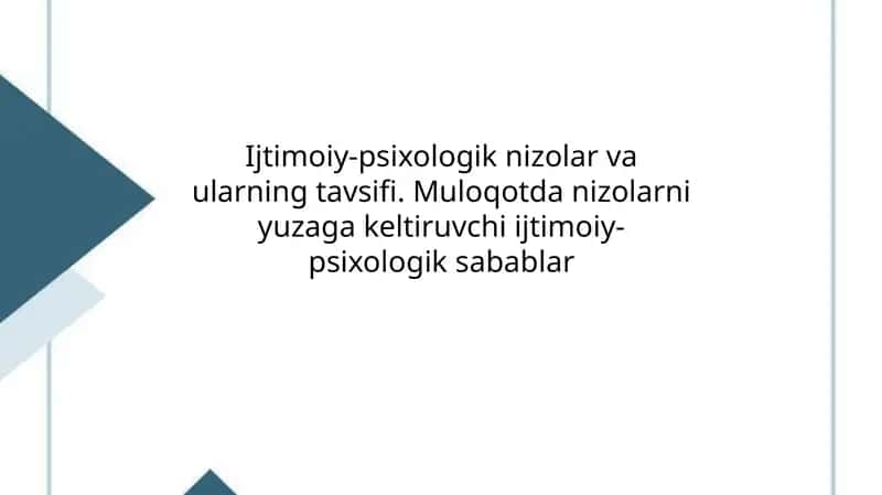 Ijtimoiy-psixologik nizolarning tavsifi 1