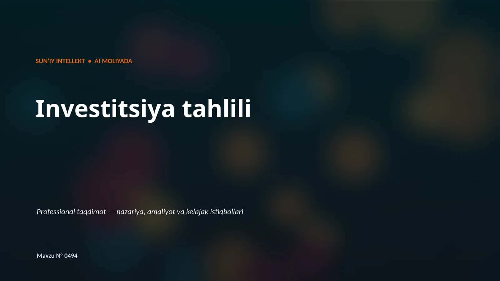 SUN'IY INTELLEKT • AI MOLIYADA 1