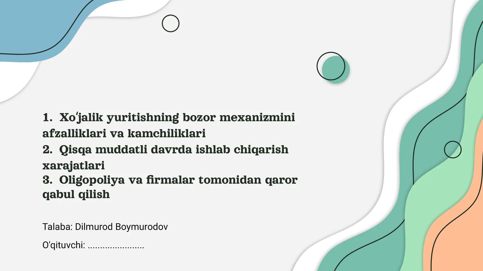 Xo‘jalik yuritishning bozor mexanizmini afzalliklari va kamchiliklari 1