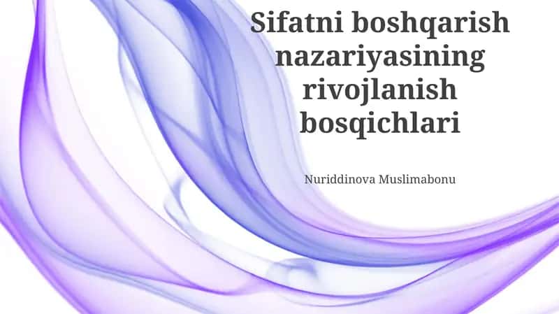 Sifat menejmenti nazariyasining rivojlanish davri 1