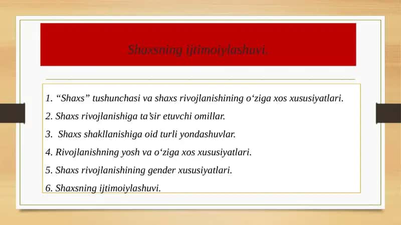 Shaxsning ijtimoiylashuvi 1
