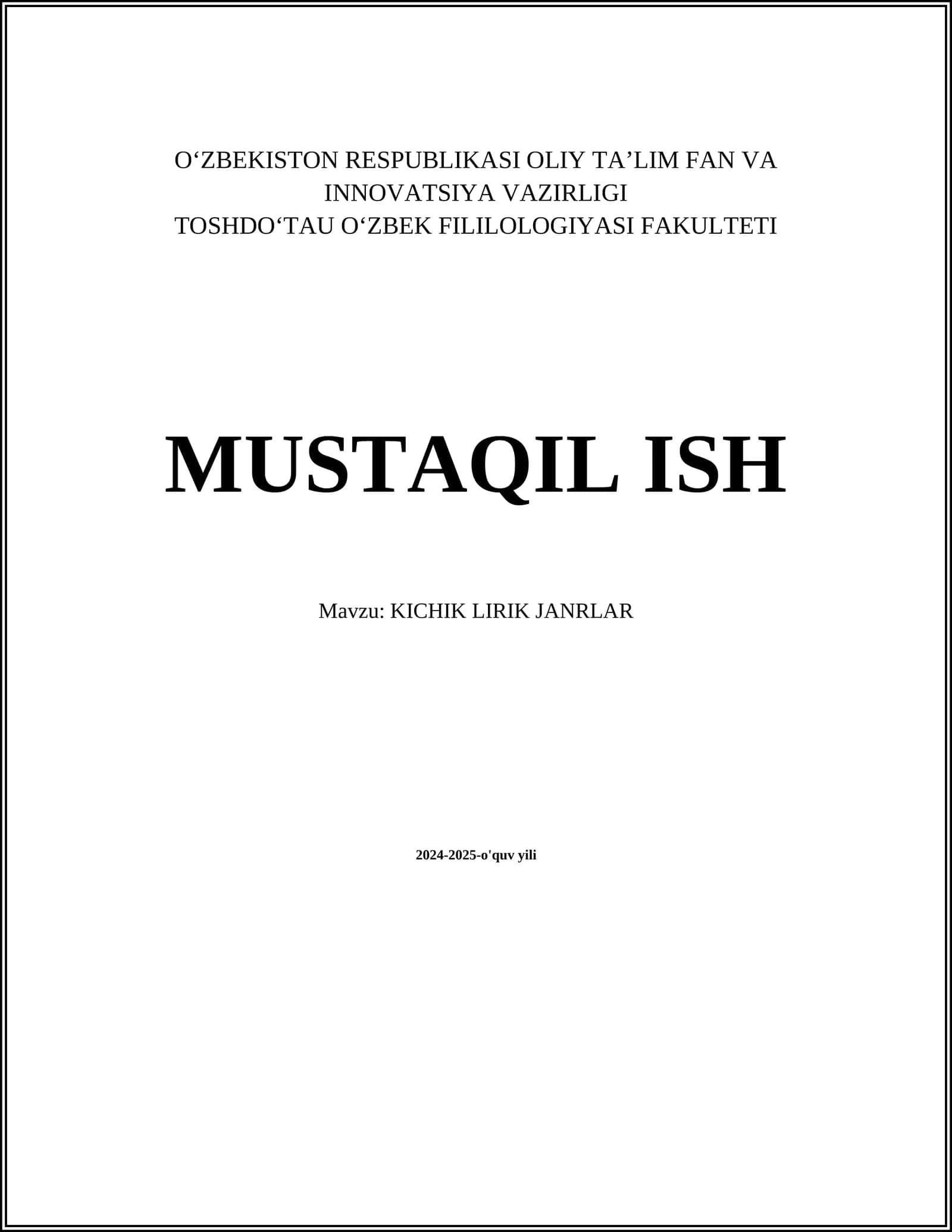 KICHIK LIRIK JANRLAR 1