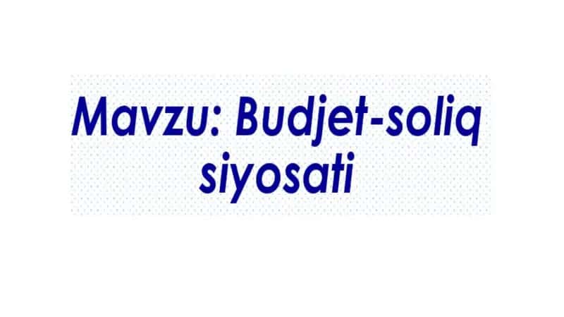 budjet-soliq siyosati 1