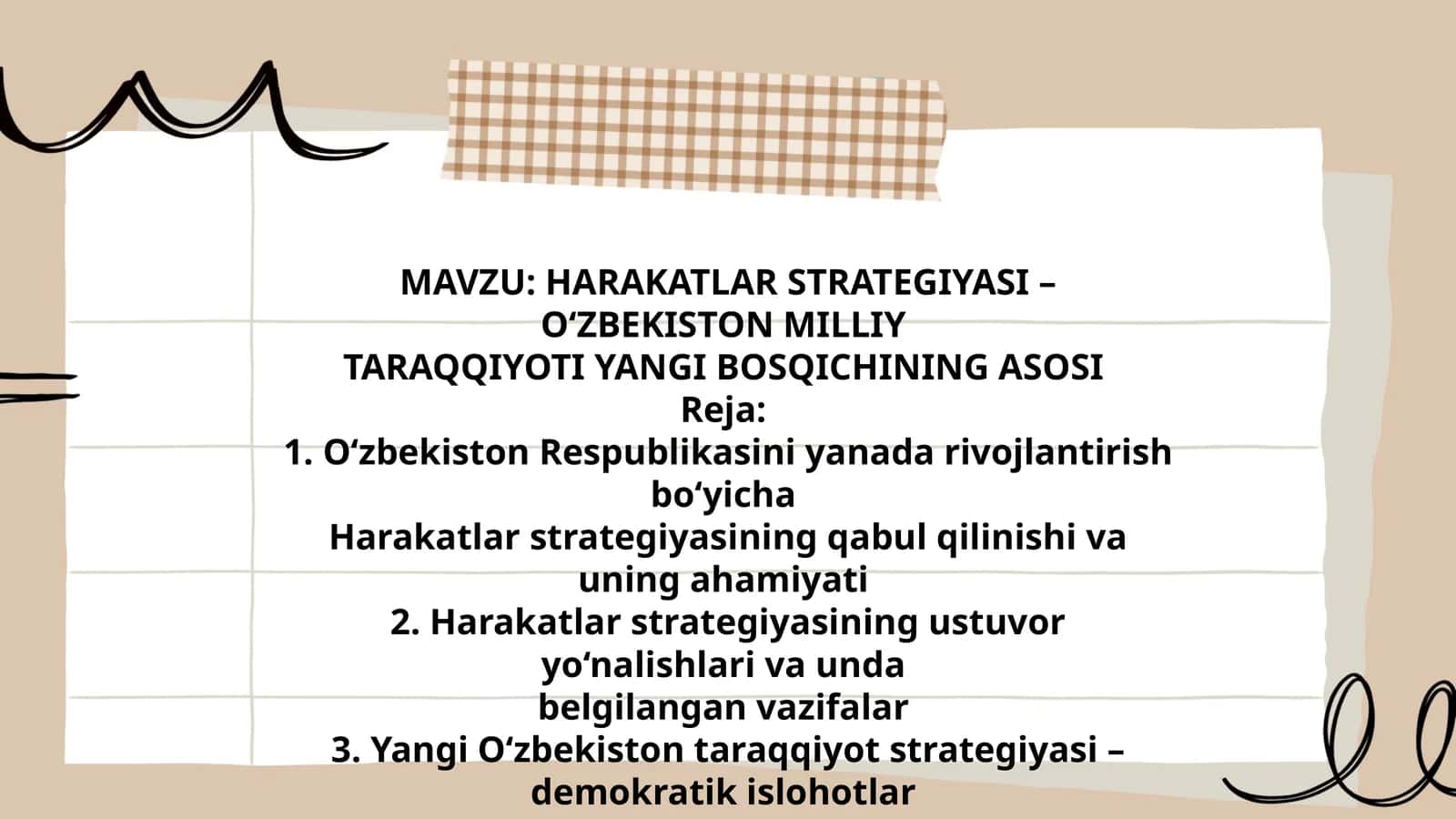 HARAKATLAR STRATEGIYASI – O‘ZBEKISTON MILLIY TARAQQIYOTI YANGI BOSQICHINING ASOSI 1