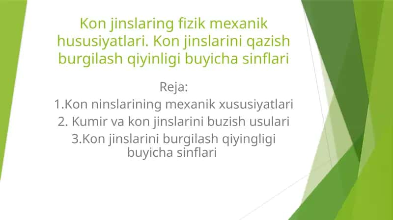 Kon jinslaring fizik mexanik hususiyatlari 1