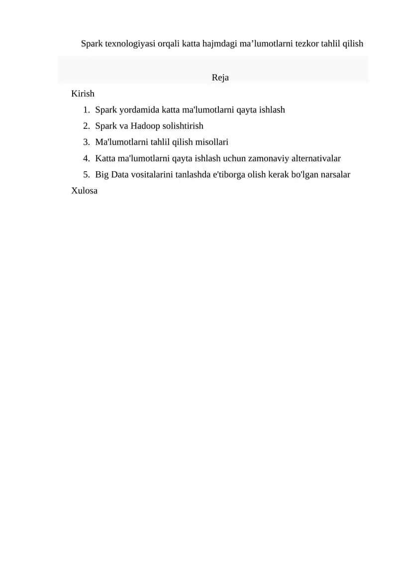 Spark Texnologiyasi 1