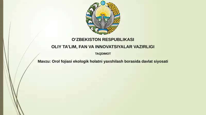 Orolfojiasekologik holatni yaxshilash boʻyicha davlat siyosati 1