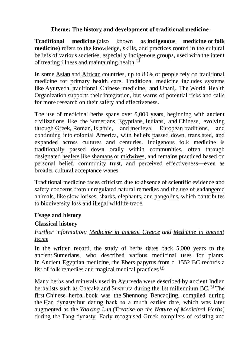 The History and Development of Traditional Medicine 1
