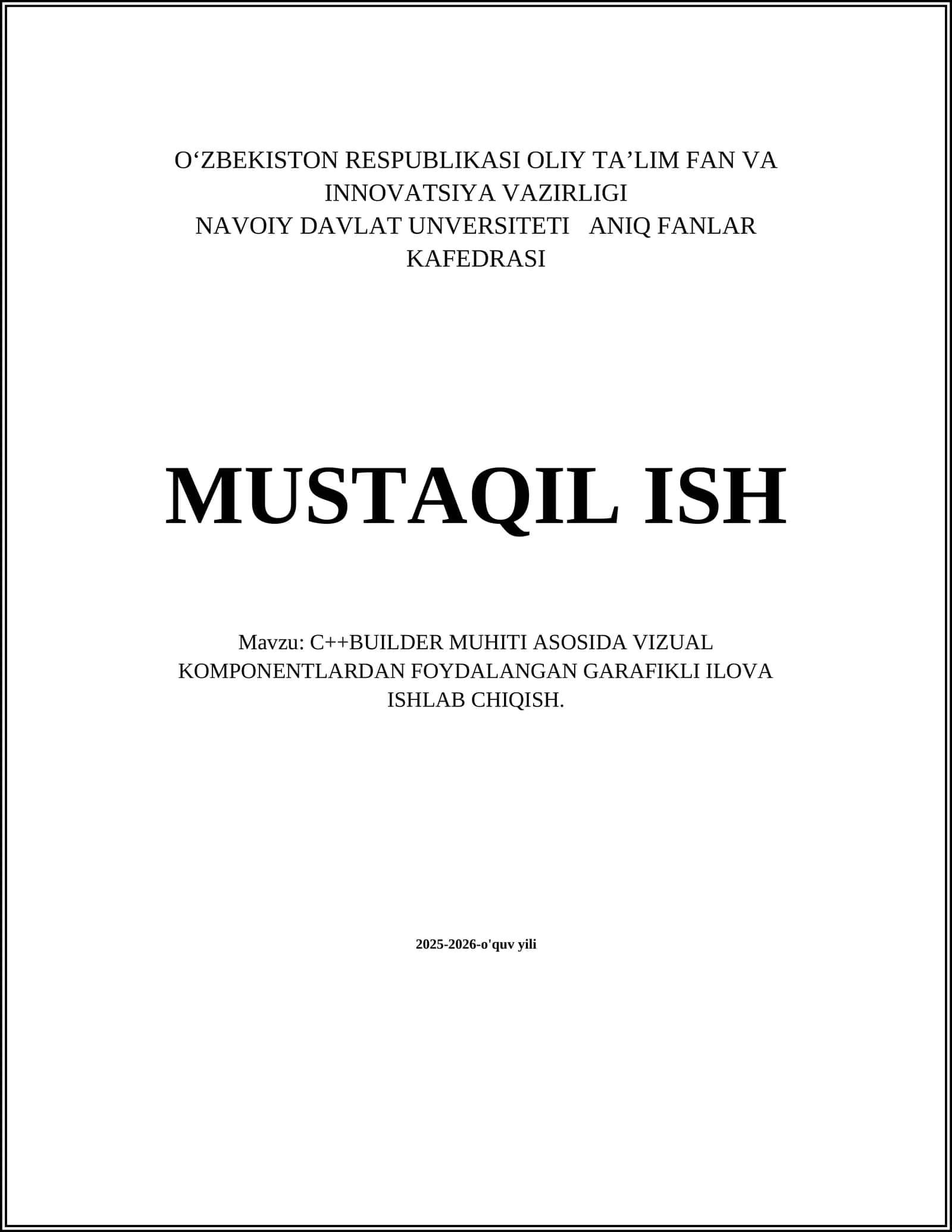 C++Builder muhiti asosida vizual komponentlardan foydalanish 1