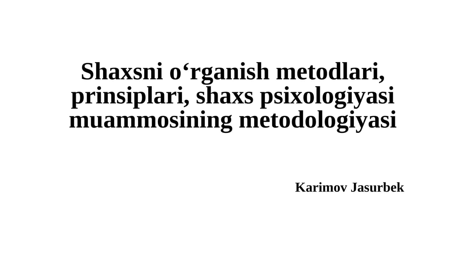 Shaxs psixologiyasi 1