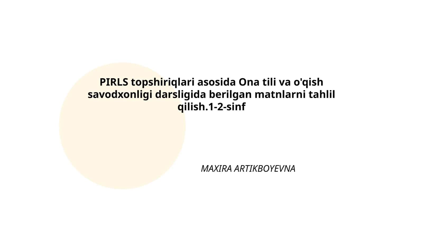PIRLS topshiriqlari asosida Ona tili va o'qish savodxonligi darsligi 1