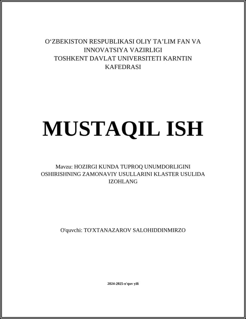 Organik o'g'itlar bilan tuproq unumdorligini oshirish 1