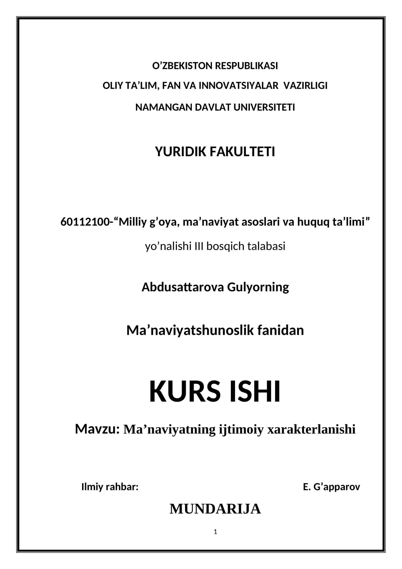 Ma’naviyatning ijtimoiy xarakterlanishi 1