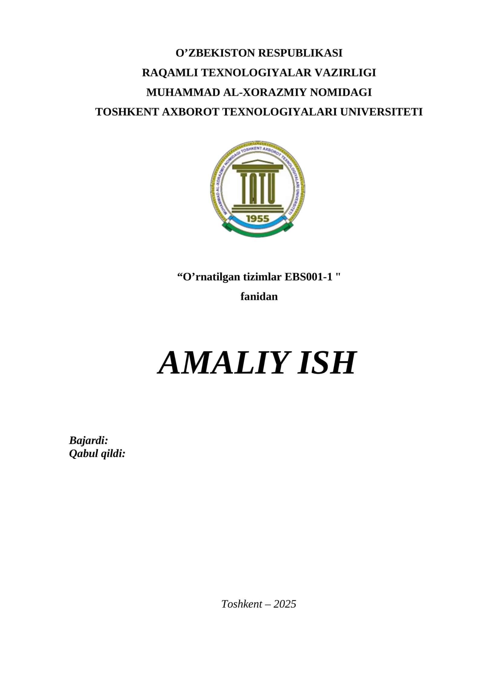 Arduino IDE muhitini oʻrnatish, LED lampani va tugmacha yordamida oddiy loyiha ishlab chiqish. Amaliy ish 1