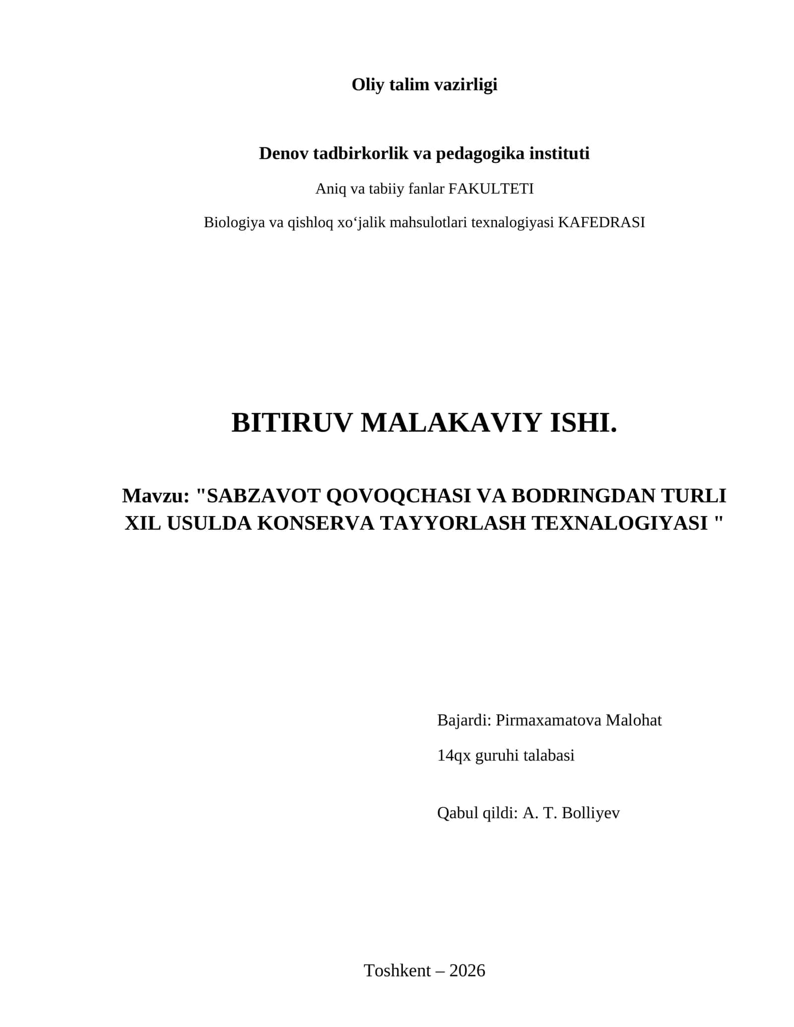 Sabzavot qovoqchasi va bodringdan turli xil usulda konserva tayyorlash texnalogiyasi 1