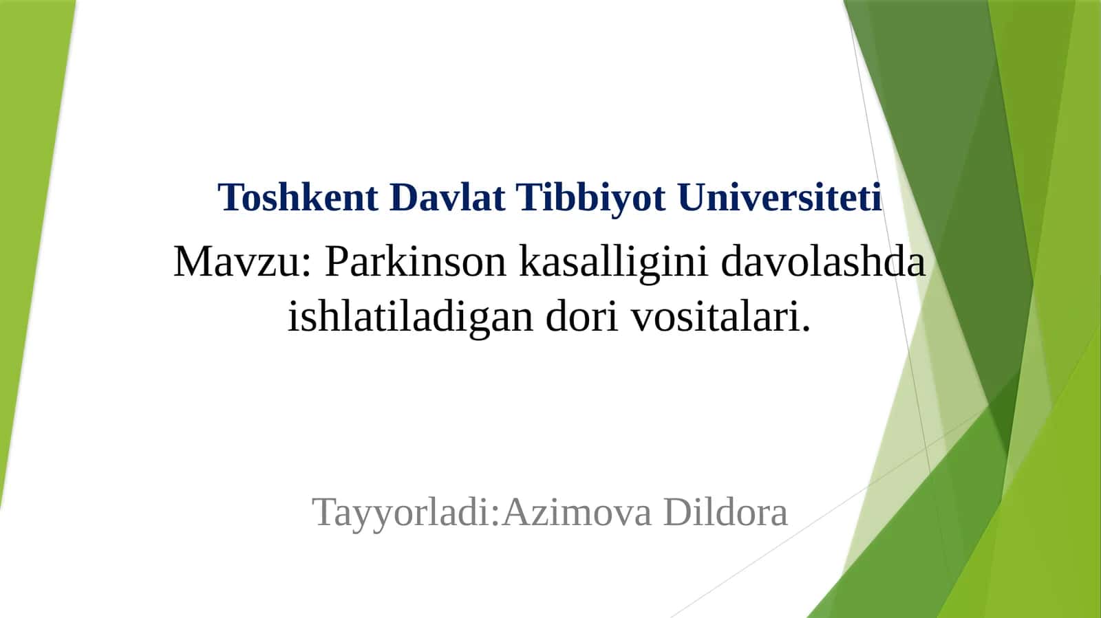Parkinson kasalliginidavolashda ishlatiladigan dorivorsitalari 1