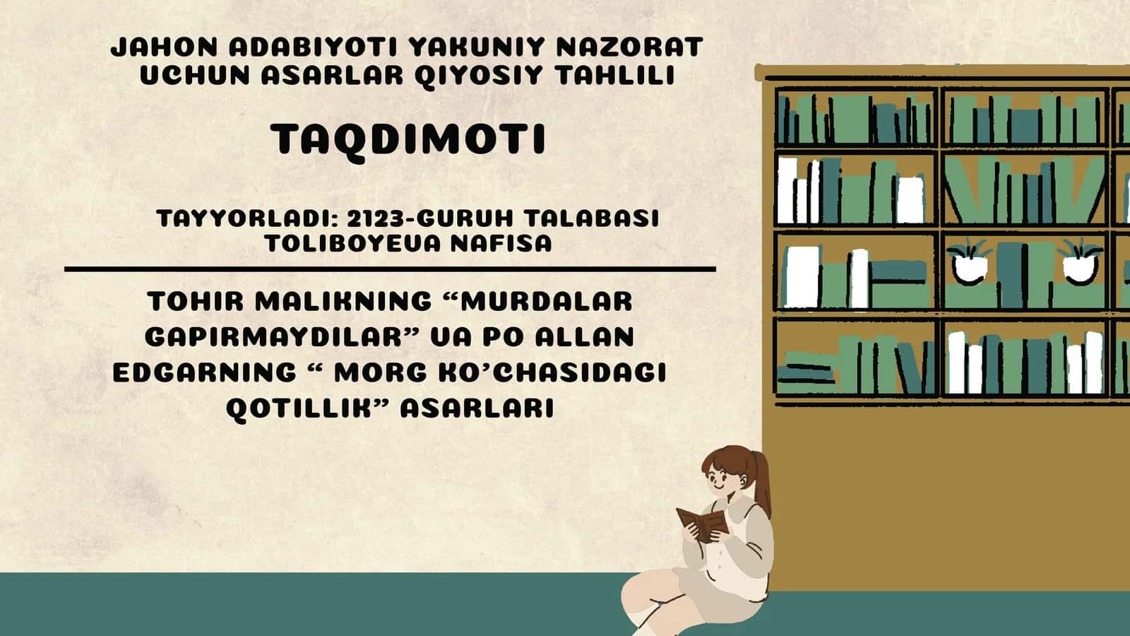 MURDALAR GAPIRMAYDILAR VA MORG KO’CHASIDAGI QOTILLIK 1