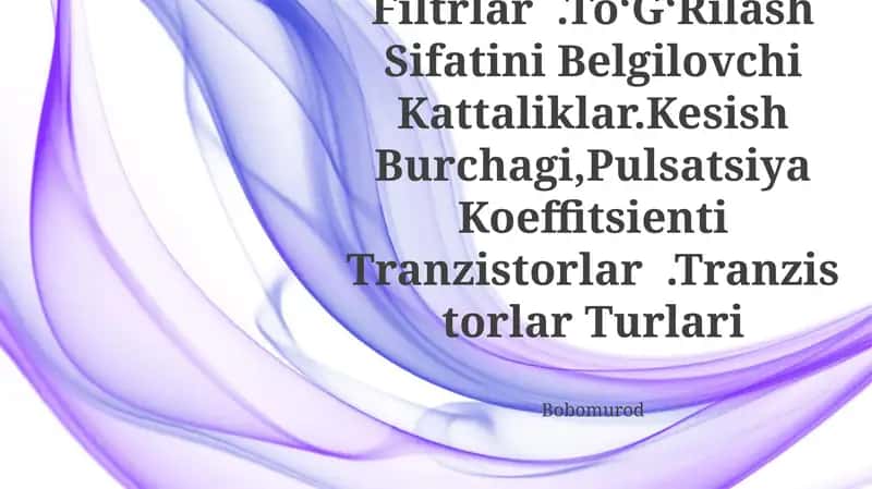 To'G'rilash Simlarida Tekislovchi Filtrlar 1