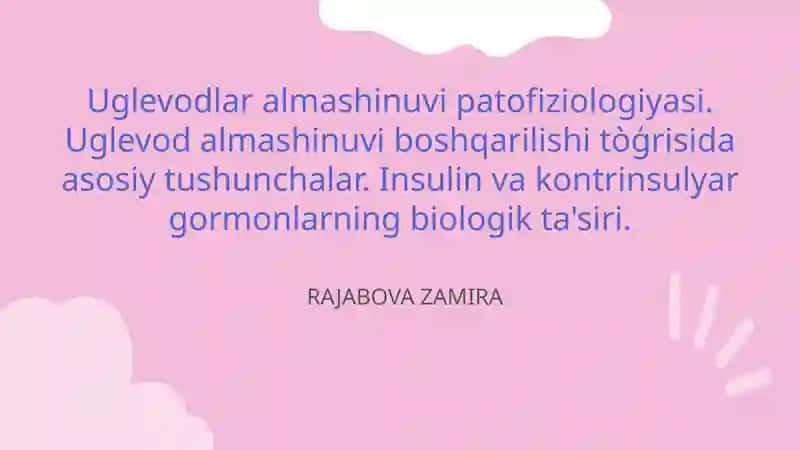 Uglevodlar almashinuvi patofiziologiyasi