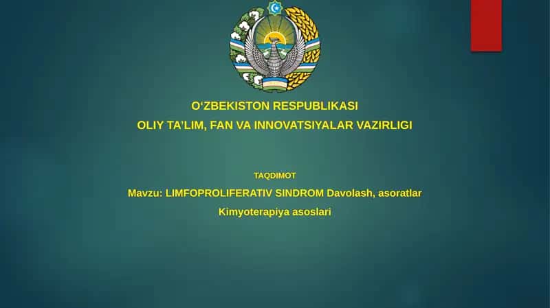 LIMFOPROLIFERATIV SINDROMDavolash,asoratlarKimyoterapiyaasoslari 1