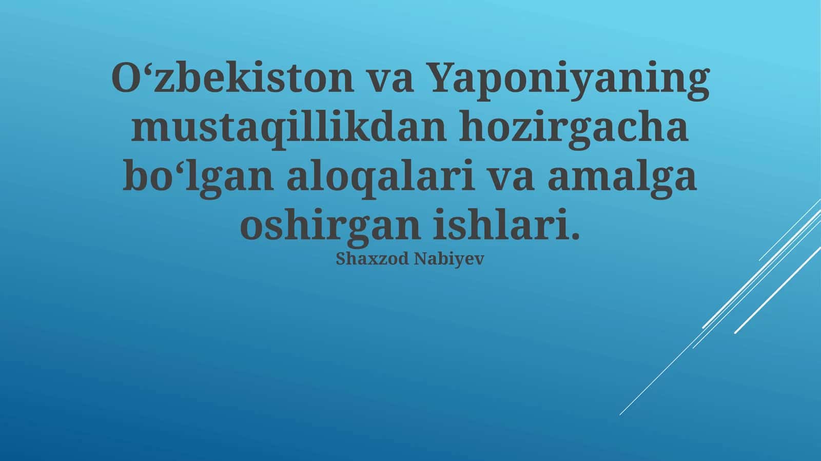 O'zbekiston va Yaponiya munosabatlari 1