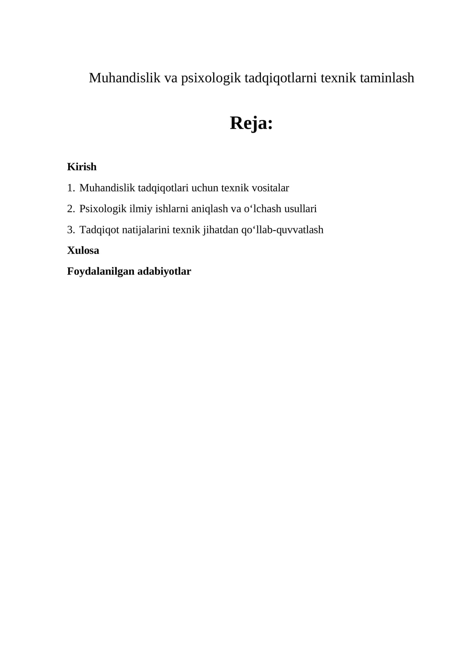 Muhandislik va psixologik tadqiqotlarni texnik taminlash 1