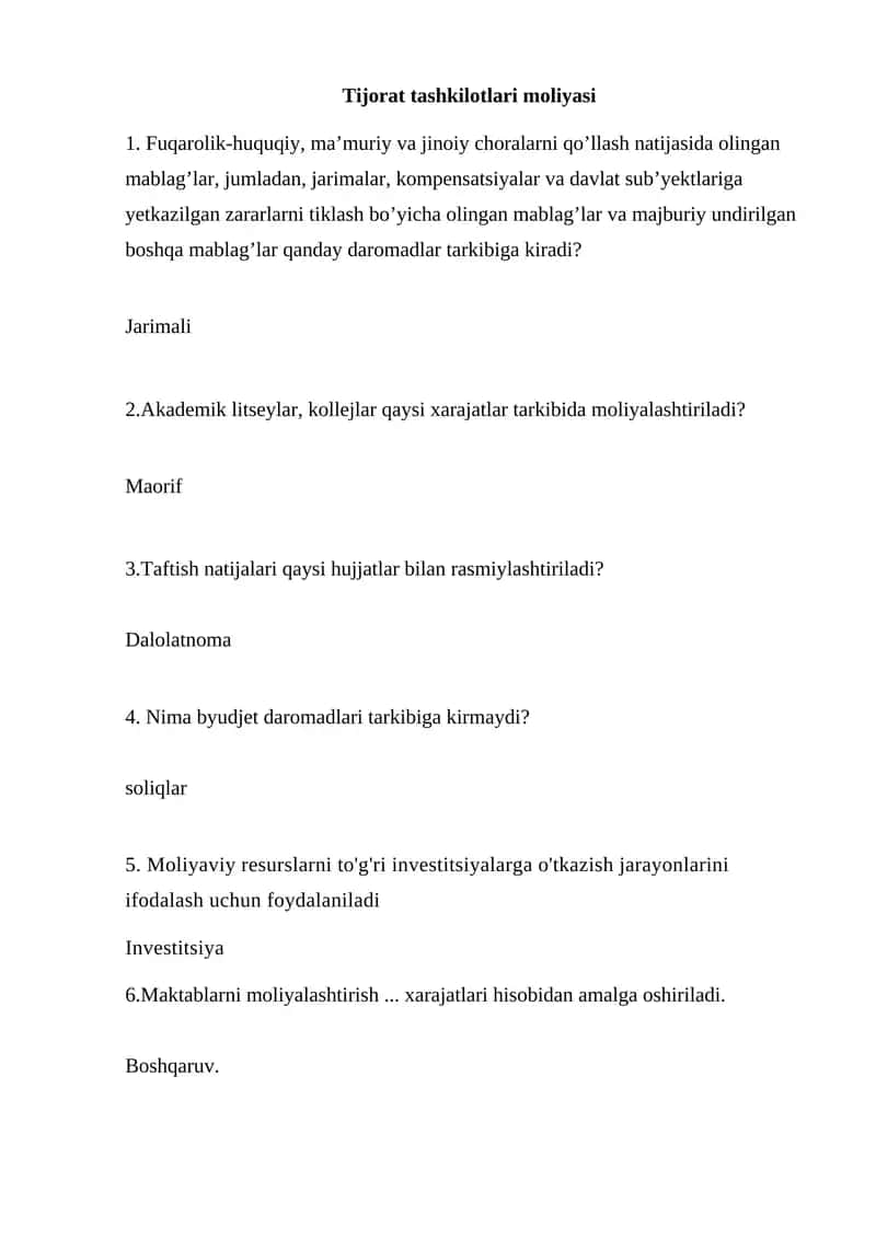 Tijorat tashkilotlari moliyasi 1