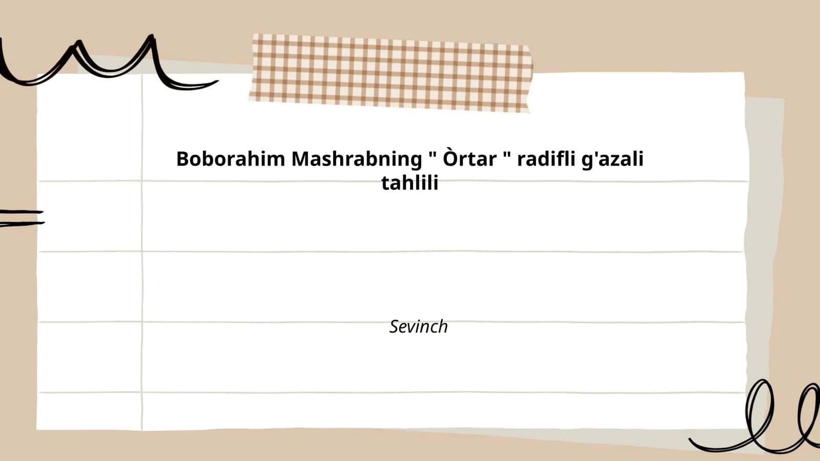 "Òrtar" radifli g'azali tahlili 1