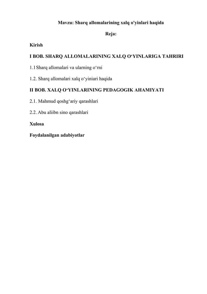 Sharq allomalarining xalq o'yinlari 1