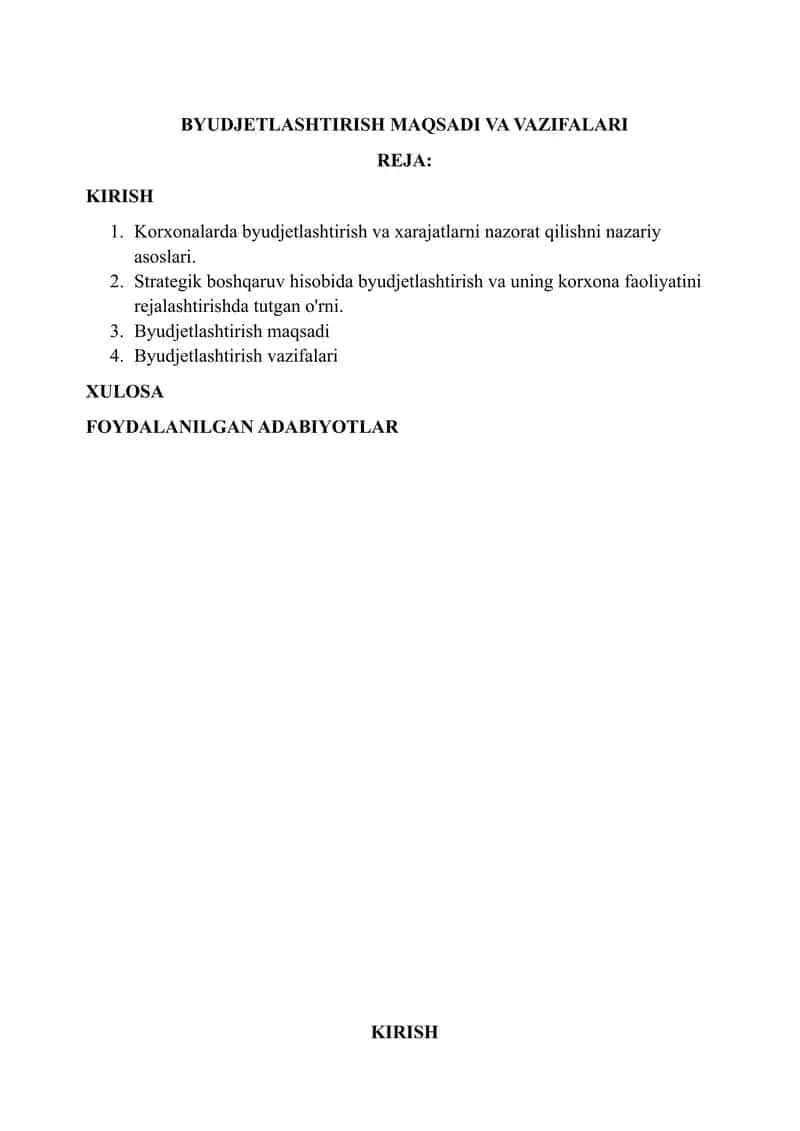 BYUDJETLASHTIRISH MAQSADI VA VAZIFALARI 1