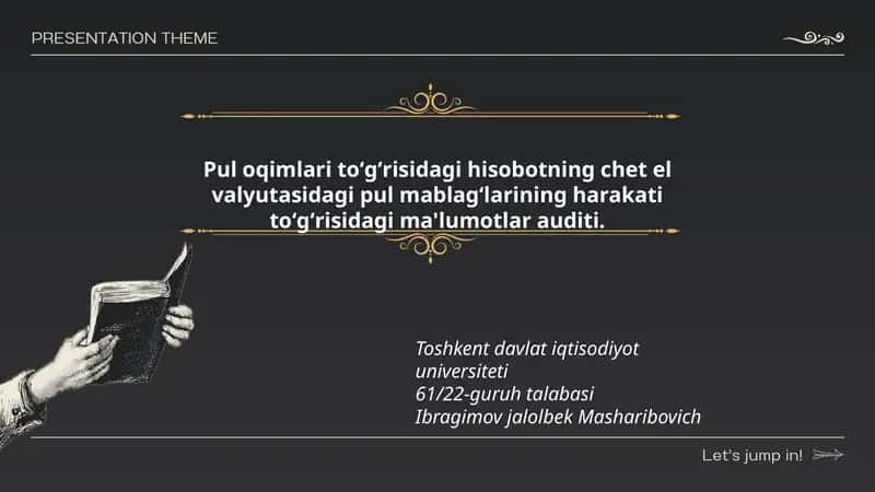 Pul oqimlari toʻgʻrisidagi hisobot 1