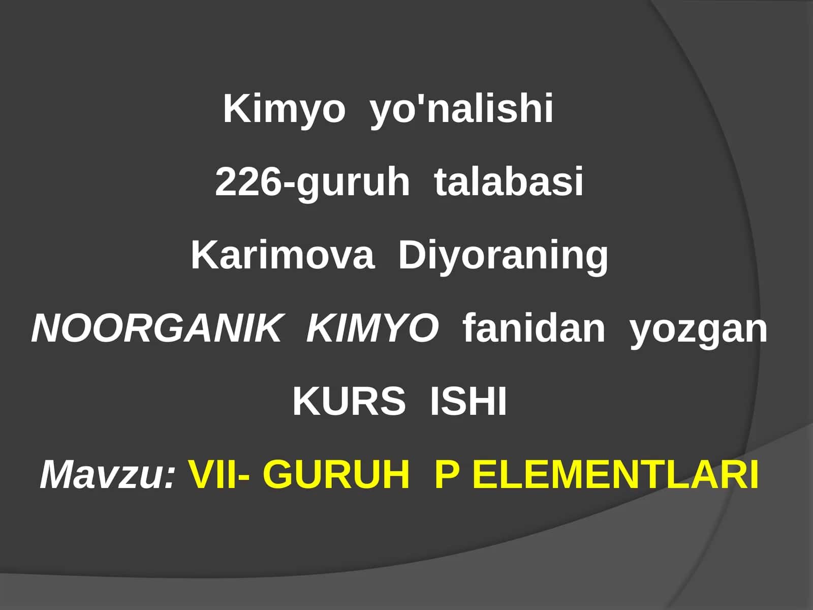 Kimyoyo'nalishi 1