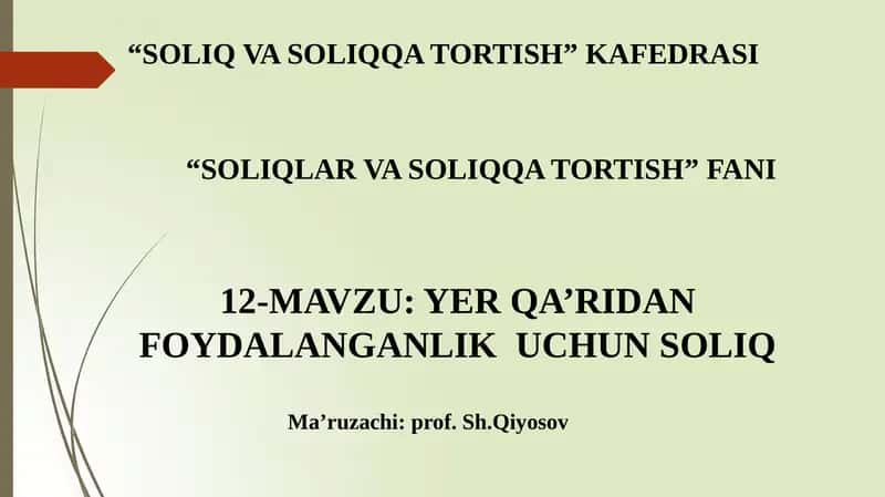 SOLIQLAR VA SOLIQQA TORTISH 1