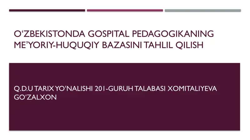 Oʻzbekistonda gospital pedagogikasi tahlili 1