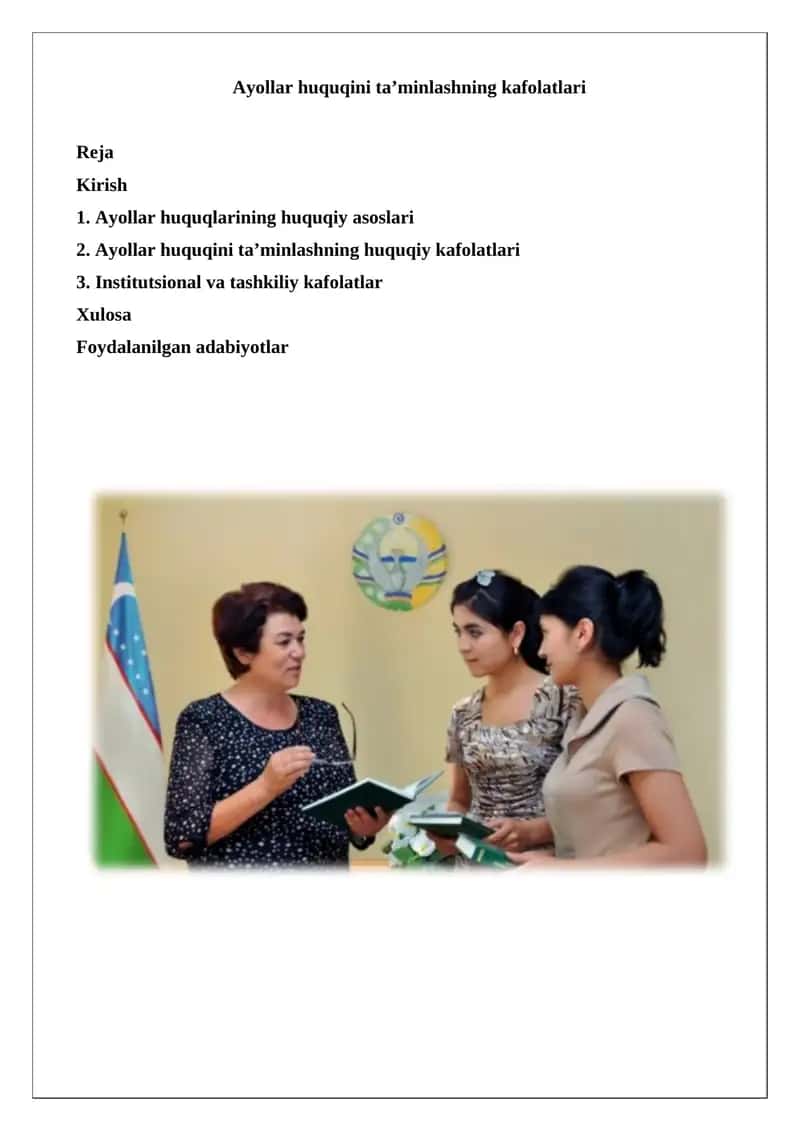 Ayollar huquqini ta’minlashning kafolatlari 1