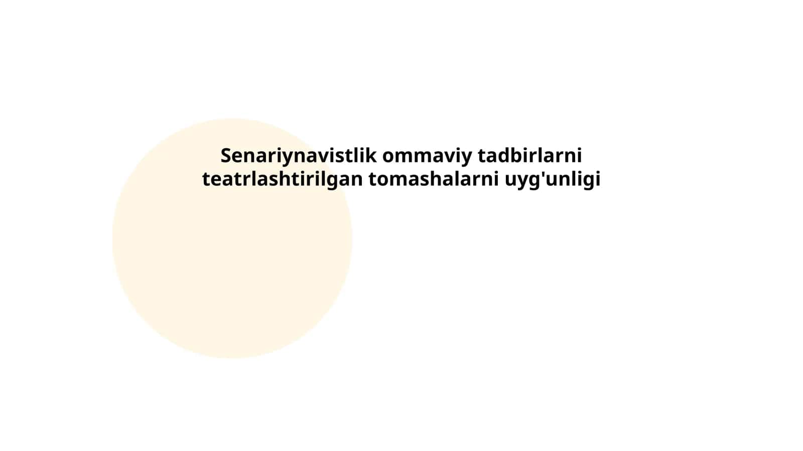 Senariynavistlik ommaviy tadbirlarni teatrlashtirilgan tomashalarni uyg'unligi 1