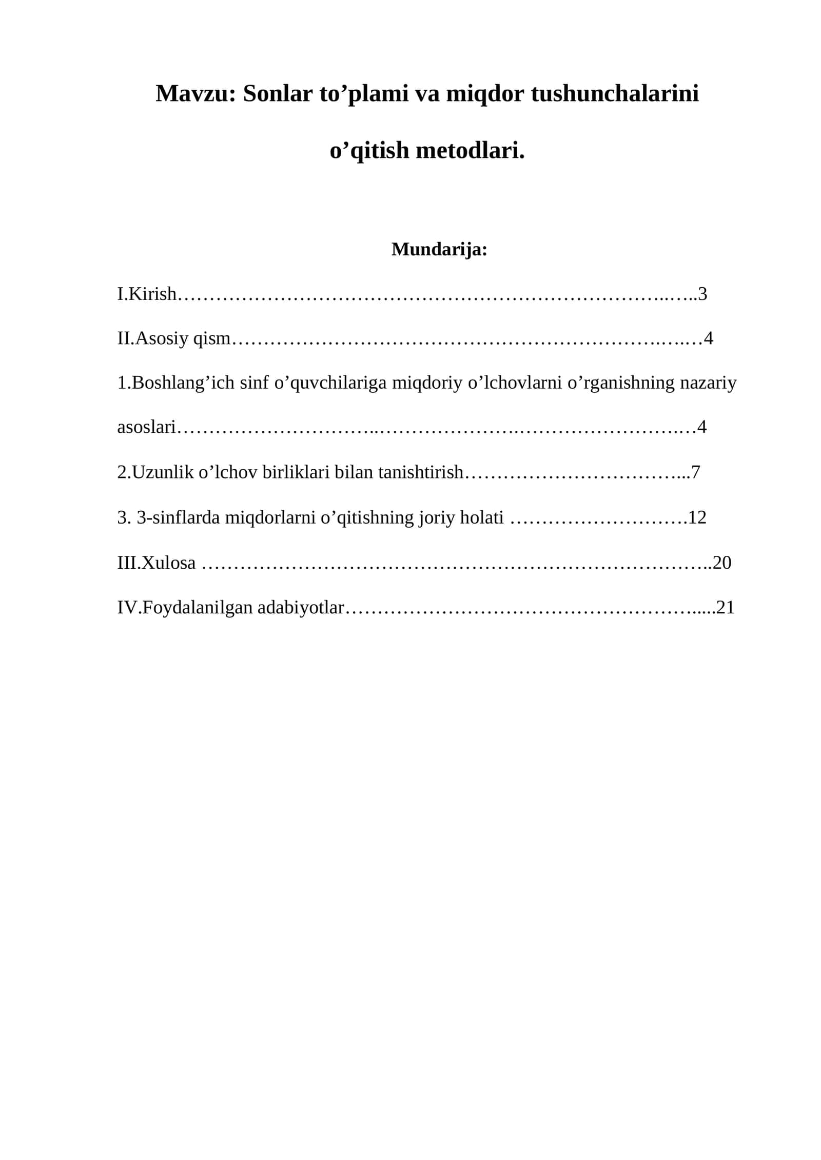 Sonlar to’plami va miqdor tushunchalarini o’qitish metodlari 1