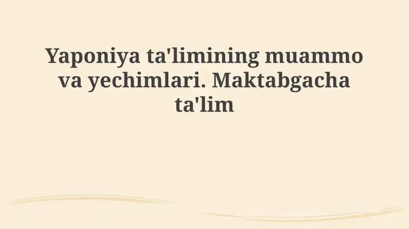 Yaponiyaning maktabgacha ta'limi 1
