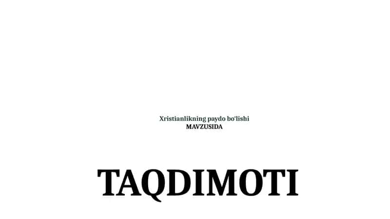 Xristianlikning paydobo‘lishi 1