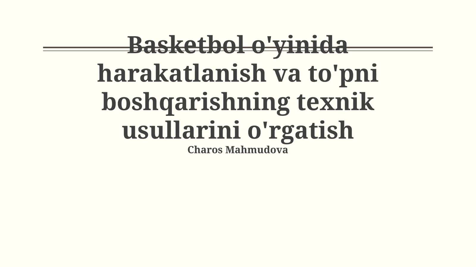 To'p bilan Muomala Texnikasini O'rgatish 1