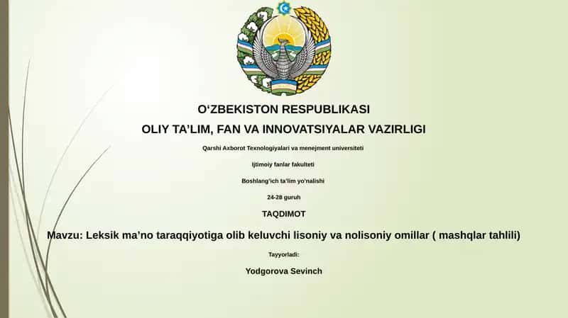 Leksik ma’no taraqqiyotiga olib keluvchi lisoniy va nolisoniy omillar 1