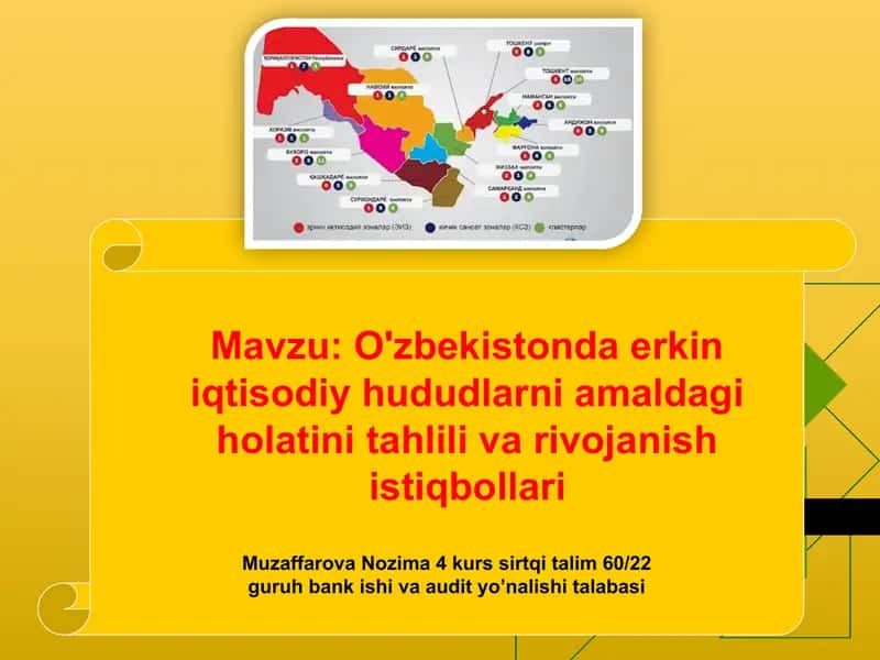 O'zbekistonda erkin iqtisodiy hududlarni amaldagi holatini tahlili va rivojanish istiqbollari 1
