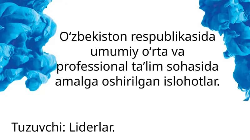 Ta'lim islohotlarining nazariy asoslari 1
