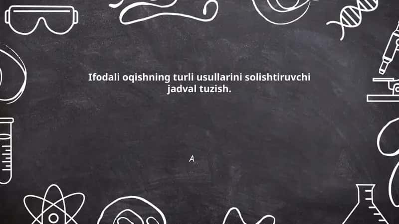 Ifodali oqishning turli usullarini solishtiruvchi jadval tuzish 1