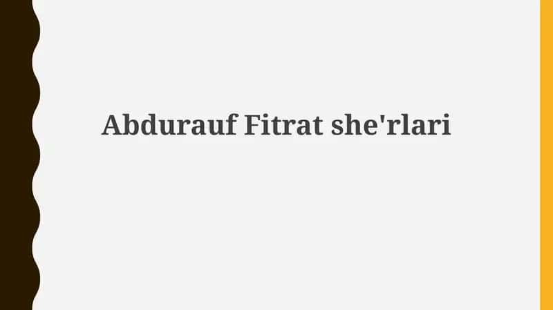 Abdurauf Fitratshe'rlari 1