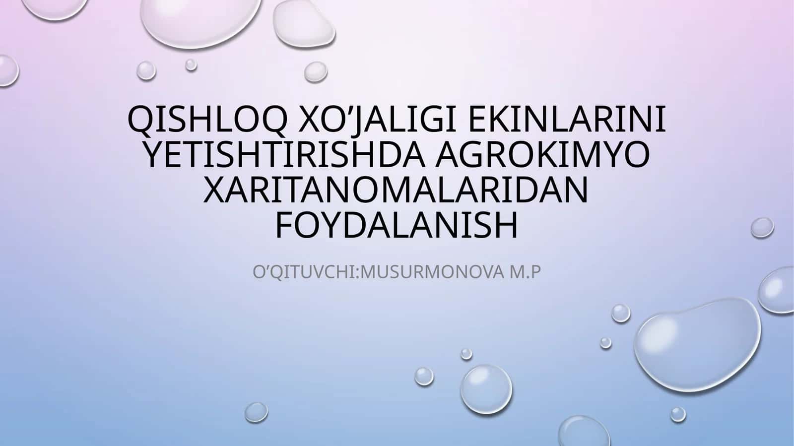 Agrokimyo xaritanomalarni tuzish 1