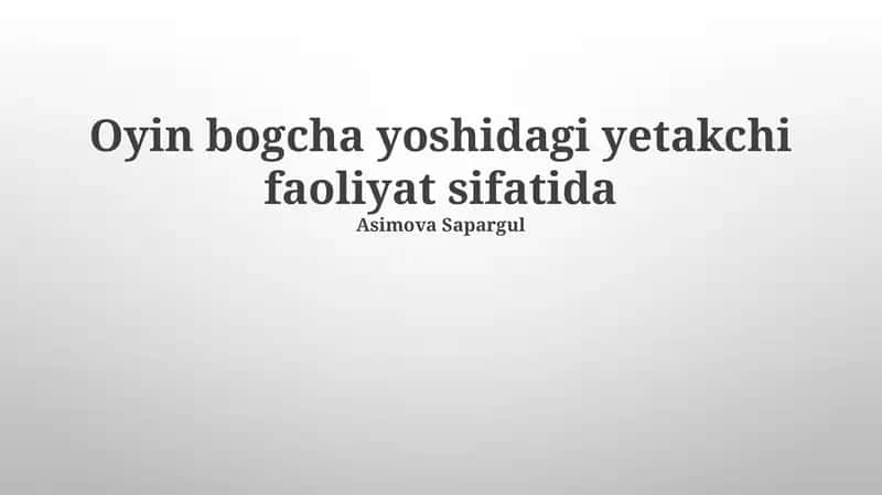 Modellashtirish va qurilish 1