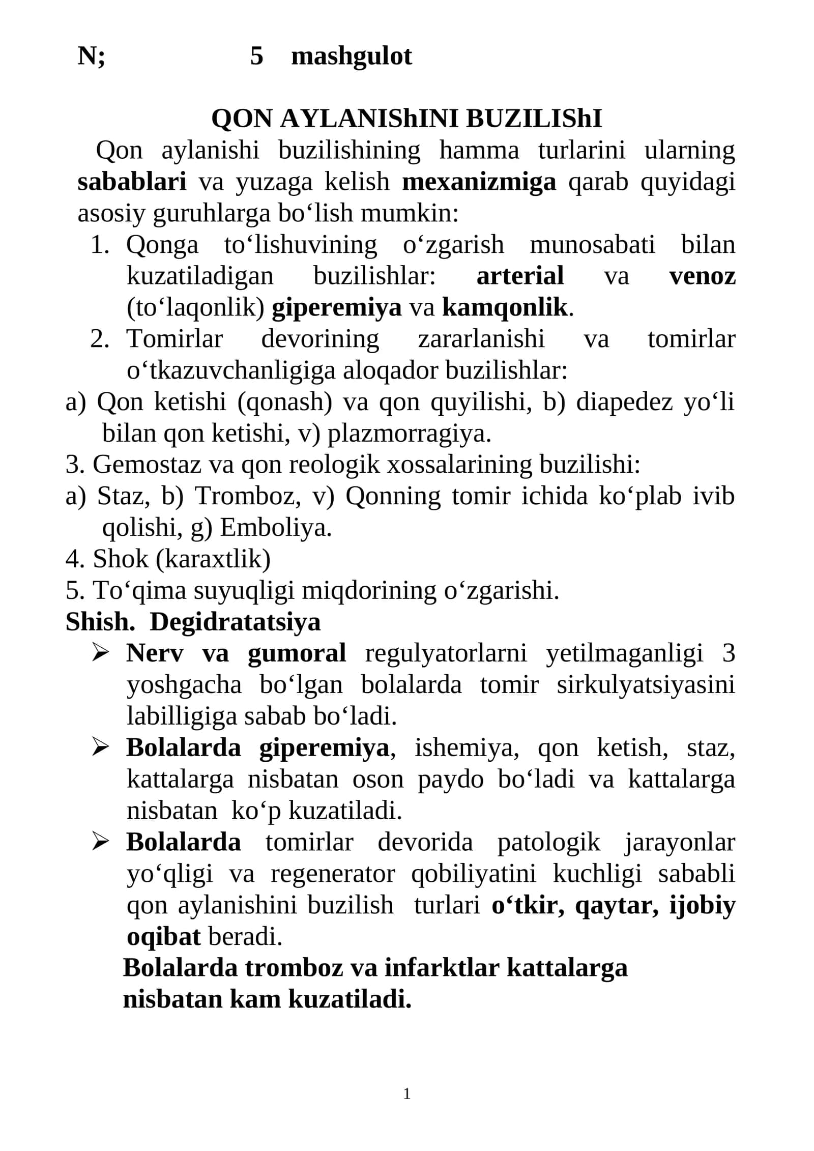 Qon aylanishini buzilishi 1